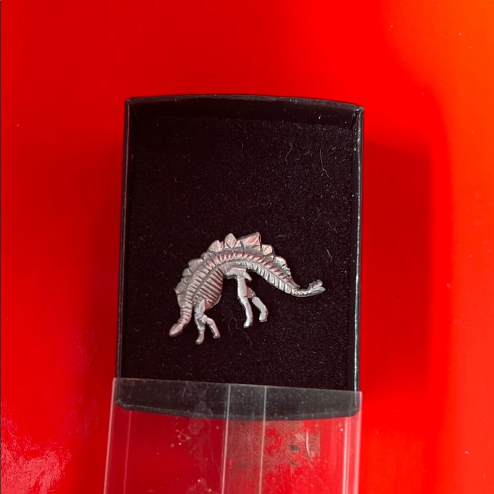 Silver Dinosaur Reptile Lapel Pin Possibly Pewter New